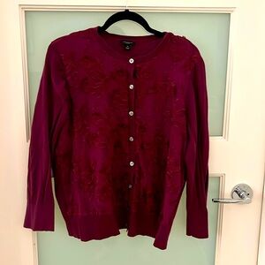 ANN TAYLOR EMBROIDERED FLORAL LACE CARDIGAN